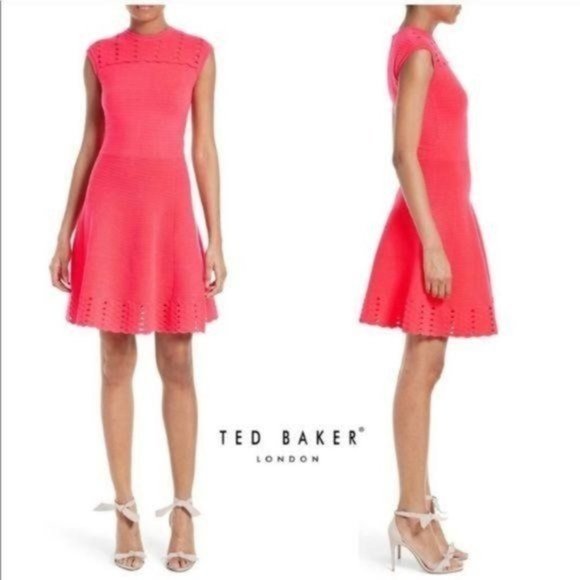 TED BAKER Zaralie Jacquard A-line Flared Dress NWT - Picture 2 of 16